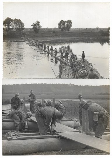 [WOJSKO Polskie - na manewrach wojskowych - przeprawa przez rzekę - fotografia sytuacyjna].