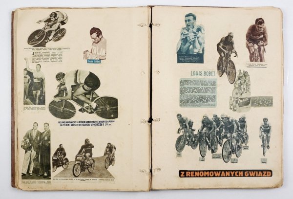 [SPORT - KOLARSTWO]. Album z blisko 550 wycinkami prasowymi w temacie z lat 50. i 60. XX w. wykonany przez pasjonata sportu kolarskiego.