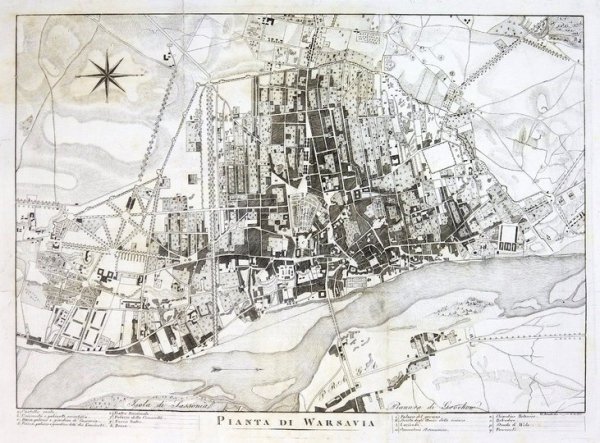[WARSZAWA]. Pianta di Warsavia. Miedzioryt form. 23,8x34,9 cm