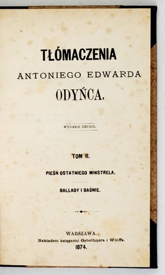 ODYNIEC Antoni Edward - Tłómaczenia. T. 1-2. Wyd. II.