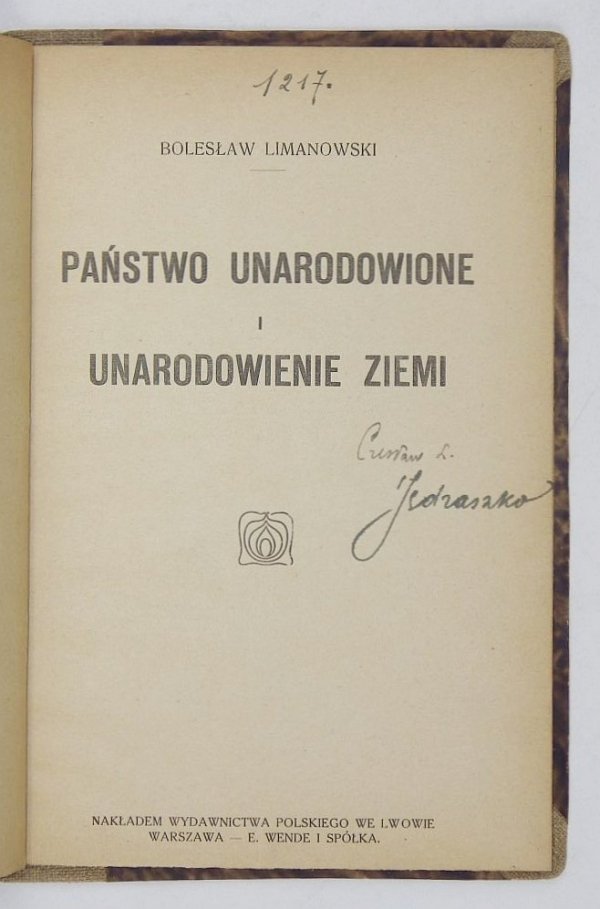 Limanowski Bolesław - Państwo unarodowione i unarodowienie ziemi
