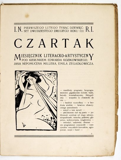 CZARTAK. Miesięcznik literacko-artystyczny. R. 1, nr 1: 1 II 1922.