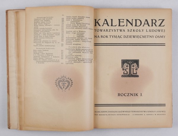 Kalendarz Towarzystwa Szkoły Ludowej na rok 1908