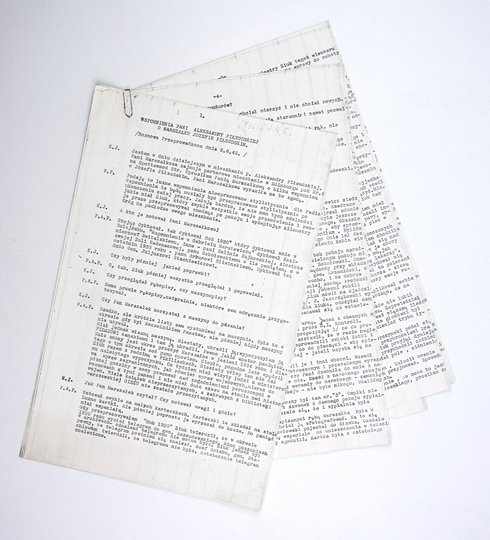 [PIŁSUDSKI Józef]. Kserokopia maszynopisu &quot;Wspomnienia Pani Aleksandry Piłsudskiej o Marszałku Józefie Piłsudskim. (Rozmowa przeprowadzona dnia 5. 6. 42)&quot;.
