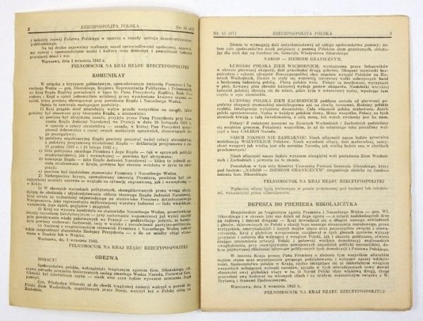 RZECZPOSPOLITA Polska. Warszawa. [Delegatura Rządu]. Dwutygodnik konspiracyjny. R. 3, nr 16 (67): 15 IX 1943.