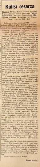 [Bruno Schulz] Wiadomości Literackie. R. 13, nr 26 (658): 14 VI 1936. s. 6.