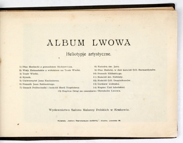ALBUM Lwowa. Heljotypje artystyczne.