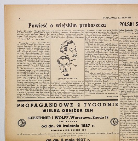 [Bruno Schulz] Wiadomości Literackie. R. 14, nr 18 (704): 25 IV 1937. s. 8.