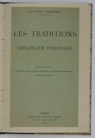 Poninski Alfred - Les traditions de la diplomatie polonaise