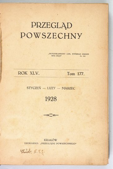 PRZEGLĄD Powszechny. 1928