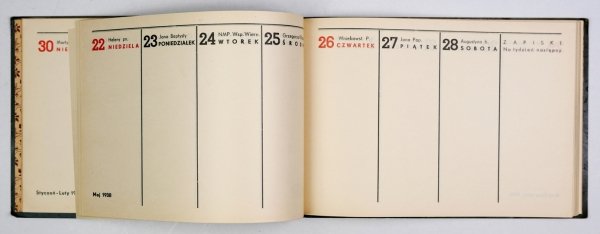 [KALENDARZ]. Dziennik biurkowy 1938.