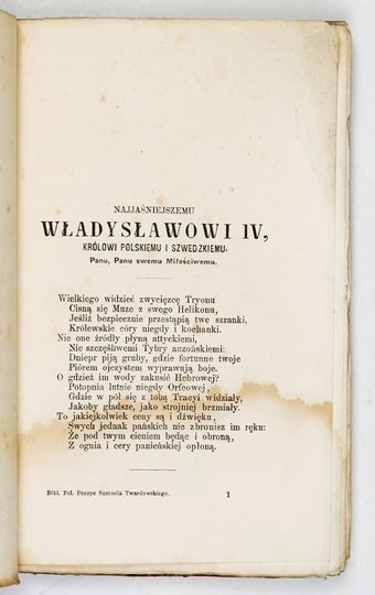 TWARDOWSKI Samuel z Skrzypny - Poezye. Z. 1-4 (w 2 wol.). Wyd. Kazimierza Józefa Turowskiego
