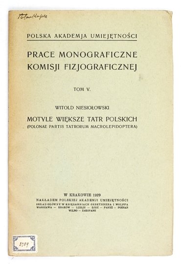 NIESIOŁOWSKI Witold - Motyle większe Tatr Polskich