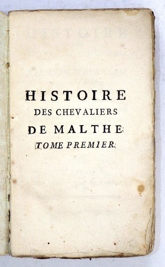 VERTOT [René Aubert] de - Histoire des Chevaliers Hospitaliers de S. Jean de Jérusalem, appellés depuis Chevalier de Rhodes, et aujourd'hui Chevalliers de Malthe. Par M. l'Abbé ... Nouvelle Edition augumentée des Statuts de l'Ordre...[Komplet siedmiotomow