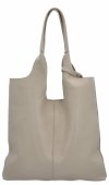 Torebka Skórzana Shopper Bag z Kosmetyczką Beżowa
