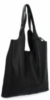 Torebka Skórzana Shopper Bag z Kosmetyczką Czarna