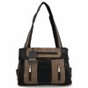 Dwukomorowa Torebka Damska Shopper Bag firmy Hernan Czarna/Ziemista