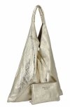 Torebka Skórzana Shopper Bag z Etui Złota