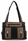 Dwukomorowa Torebka Damska Shopper Bag firmy Hernan Czarna/Ziemista