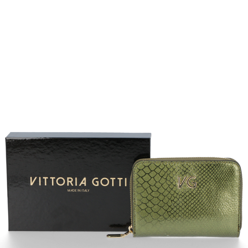 Skórzany Portfel Damski VITTORIA GOTTI Made in Italy Zielony