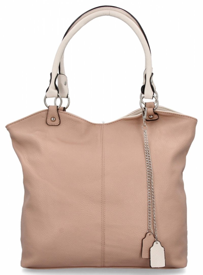 Torebka Damska Shopper Bag XL firmy Hernan Pudrowy Róż/Beżowa