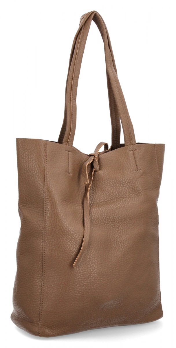 Torebka Damska typu Shopper Bag z Kosmetyczką firmy Herisson Ciemno Beżowa