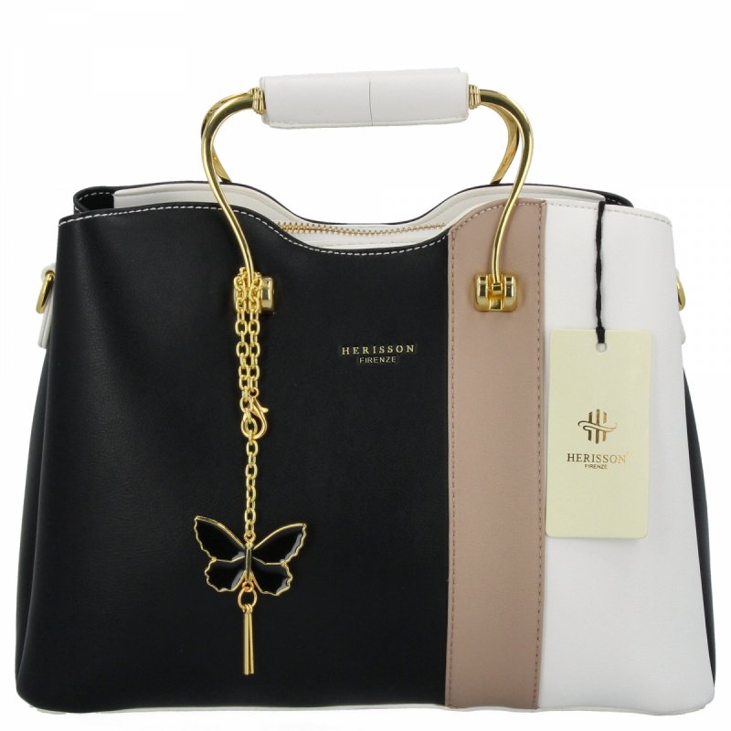 Torebka Damska Modny Kuferek firmy Herisson Czarna/Biała