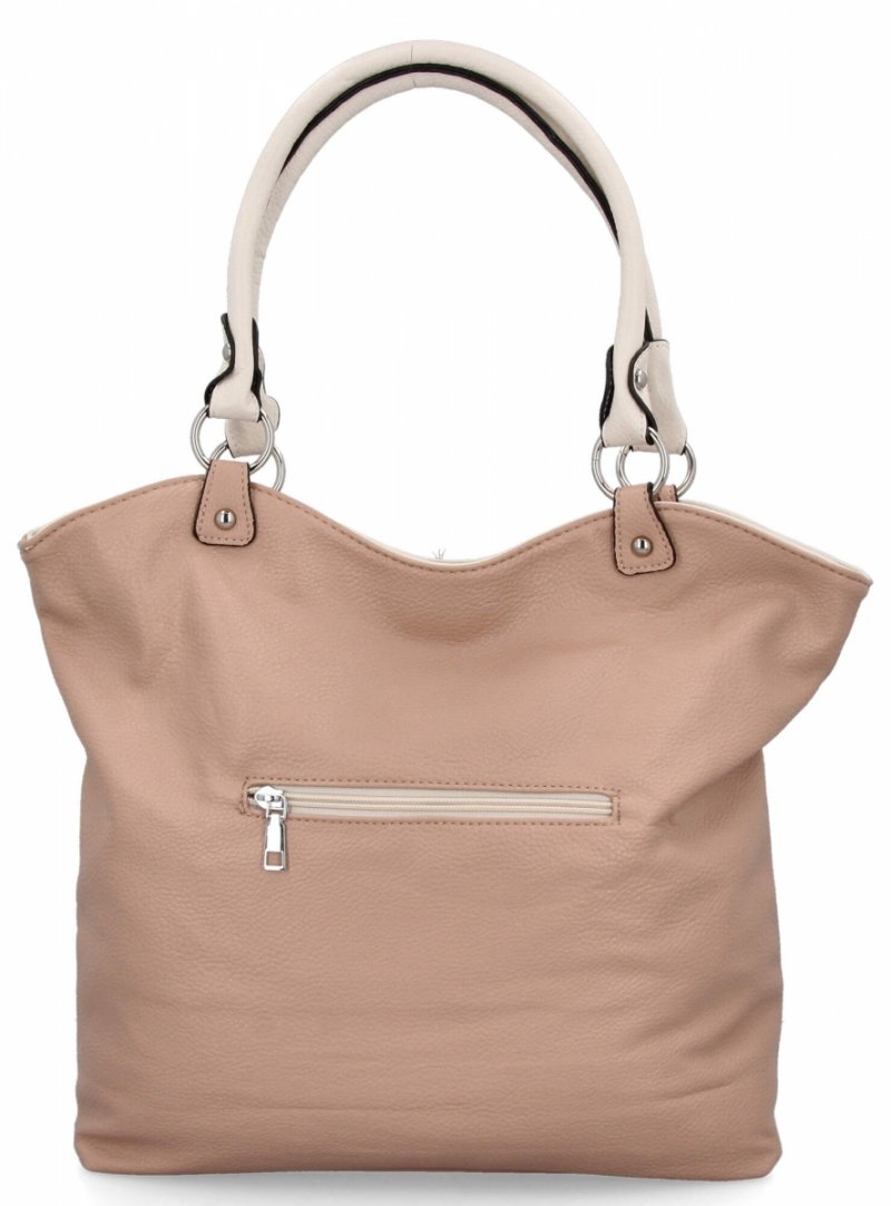 Torebka Damska Shopper Bag XL firmy Hernan Pudrowy Róż/Beżowa