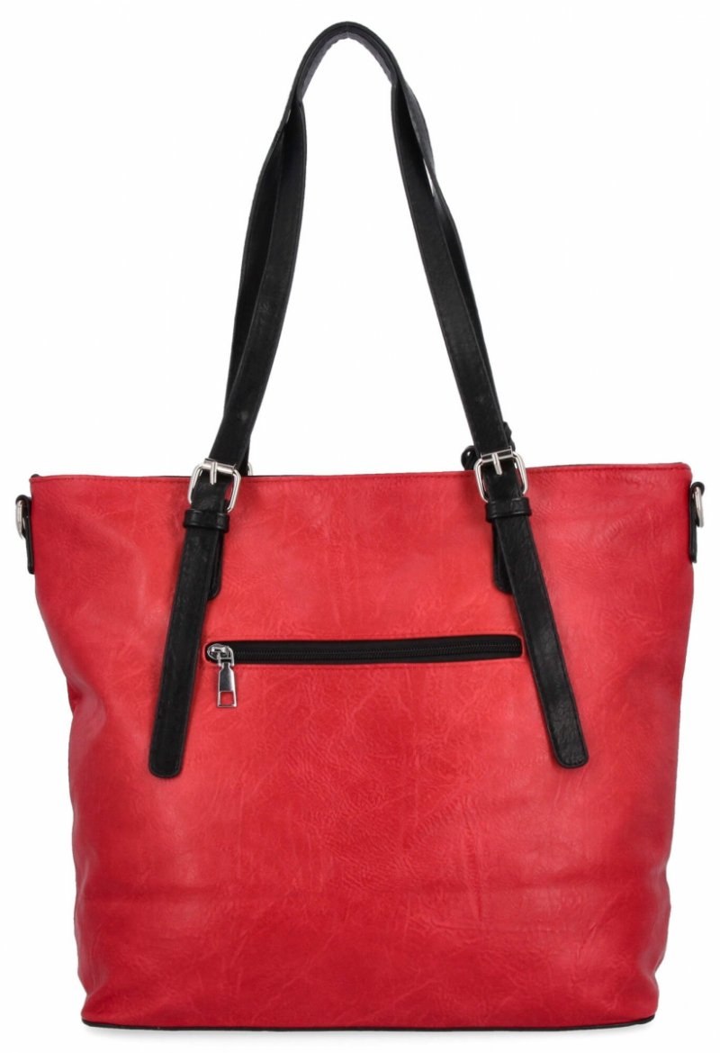 Uniwersalna Torebka Damska Shopper Bag XL firmy Hernan Czerwona/Czarny