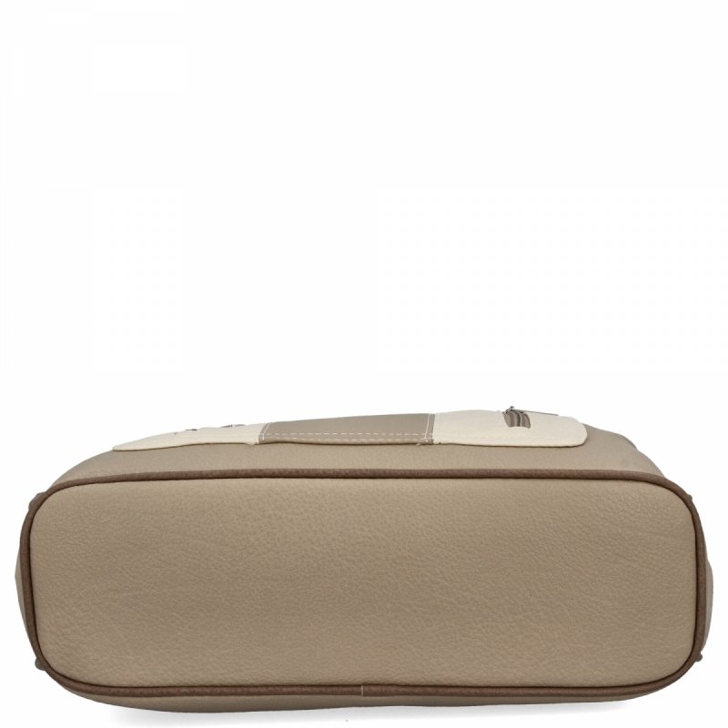 Dwukomorowa Torebka Damska Shopper Bag firmy Hernan Ciemno Beżowa/Beżowa