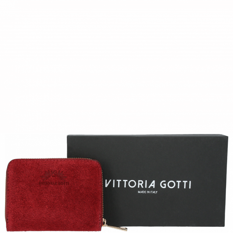Portfel Skórzany VITTORIA GOTTI Made in Italy Bordowy