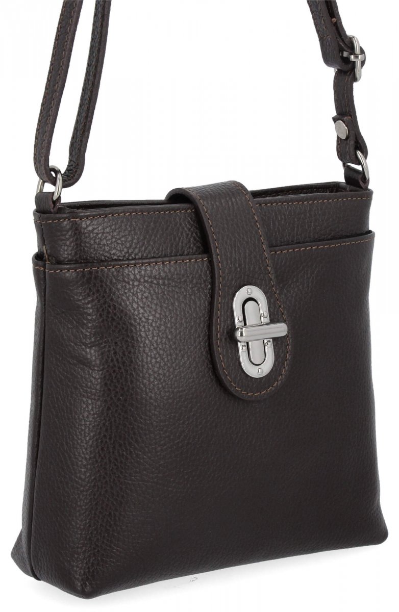 Włoska Torebka Skórzana Listonoszka Czekoladowa