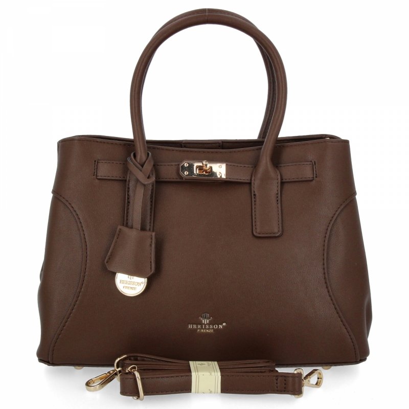 Elegancka Torebka Damska Kuferek firmy Herisson Czekoladowa
