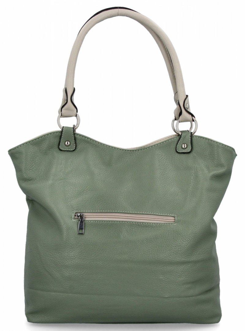 Torebka Damska Shopper Bag XL firmy Hernan Jasno Zielona/Beżowa