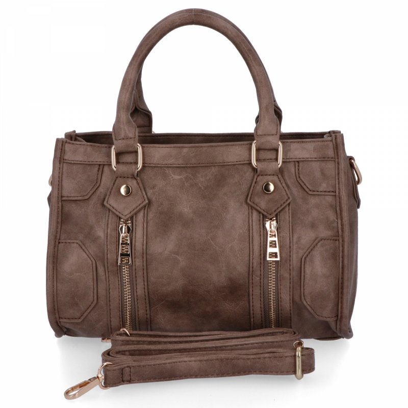 Torebka Damska w Stylu Vintage firmy Herisson Ciemno Beżowa