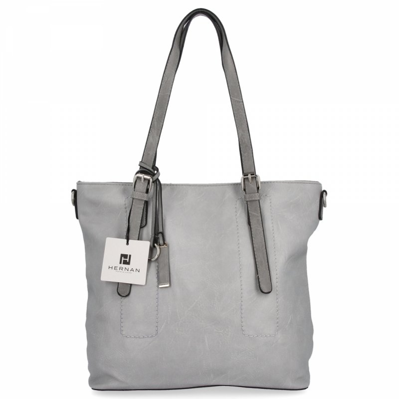 Uniwersalna Torebka Damska Shopper Bag XL firmy Hernan Jasno Szara/Szara