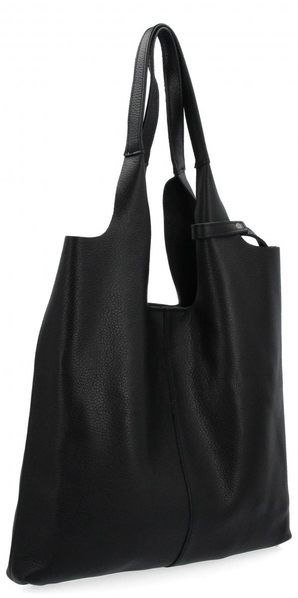 Torebka Skórzana Shopper Bag z Kosmetyczką Czarna