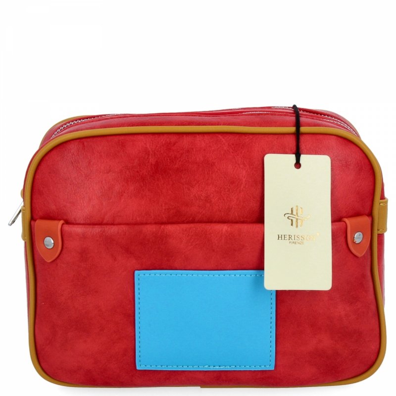 Dwukomorowa Torebka Listonoszka firmy Herisson Czerwona/Ruda