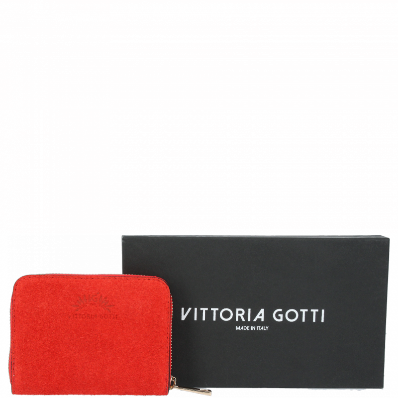 Portfel Skórzany VITTORIA GOTTI Made in Italy Czerwony