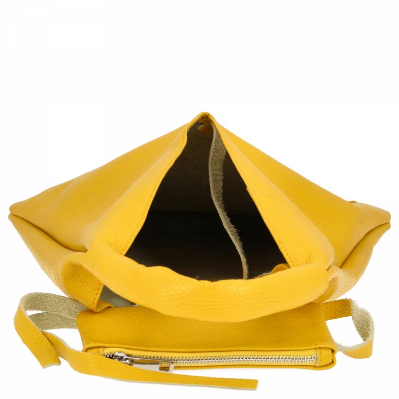 Torebka Skórzana Shopper Bag z Etui Żółta