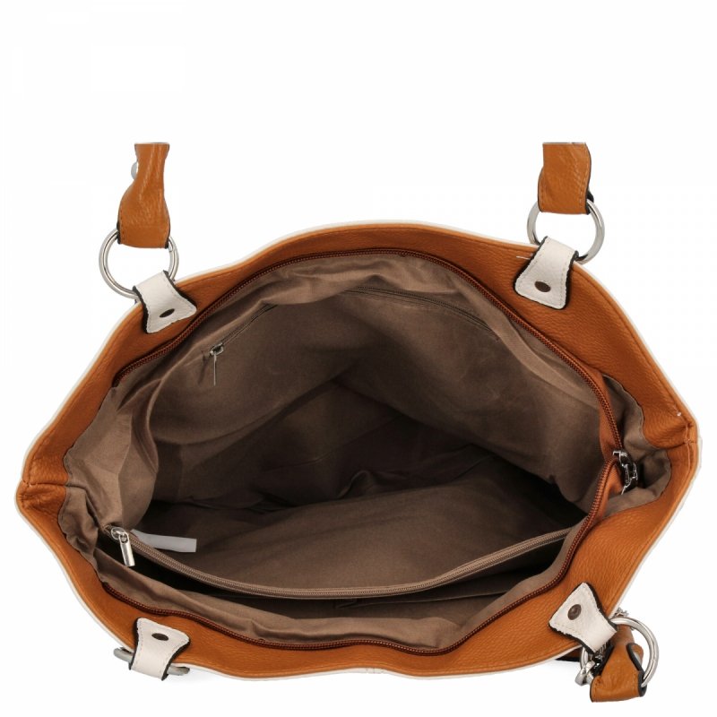 Torebka Damska Shopper Bag XL firmy Hernan Beżowa/Ruda