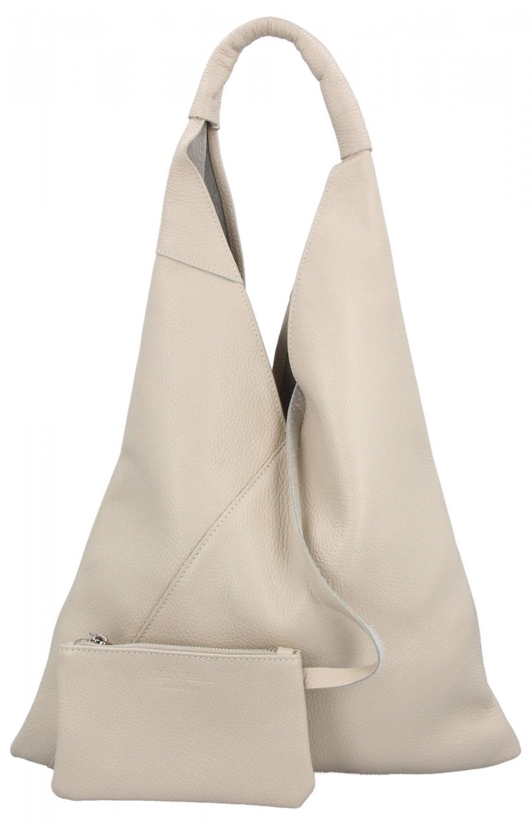 Torebka Skórzana Shopper Bag z Etui Beżowa