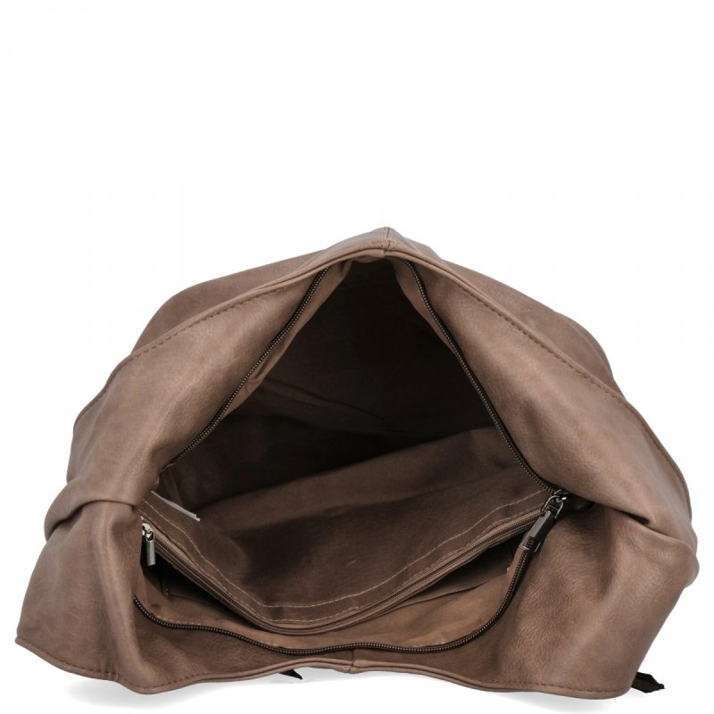 Torebka Damska typu Shopper Bag firmy Hernan Ciemno Beżowa