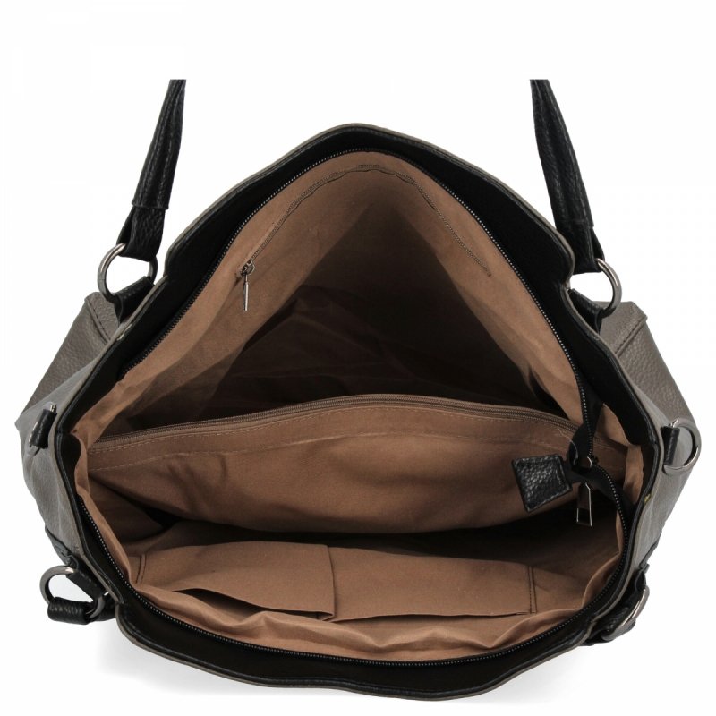 Duża Torebka Damska Shopper Bag firmy Hernan Szara/Czarna