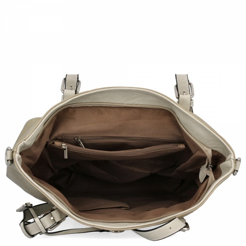 Uniwersalna Torebka Damska Shopper Bag XL firmy Hernan Ciemno Beżowa/Beżowa