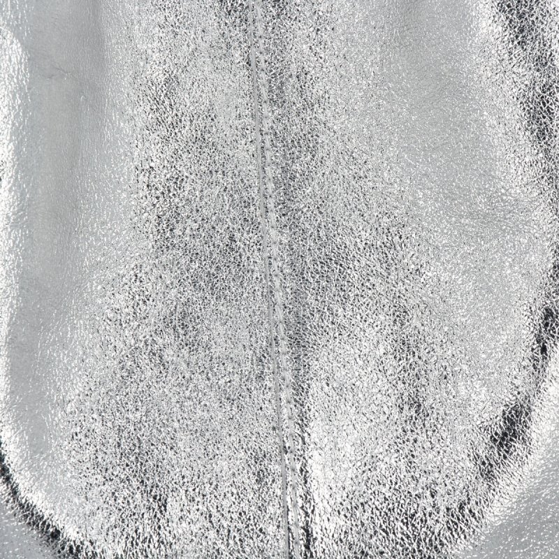 Torebka Skórzana Shopper Bag z Kosmetyczką Srebrna