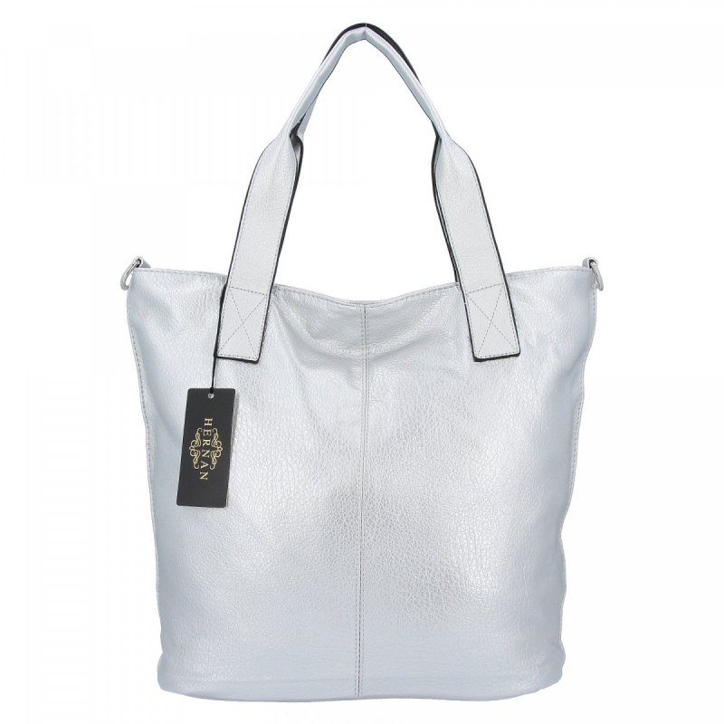 Duże Torebki Damskie Shopper Bag XXL firmy Hernan Srebrna