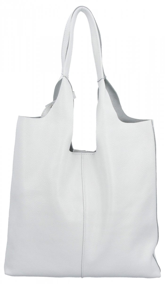 Torebka Skórzana Shopper Bag z Kosmetyczką Biała