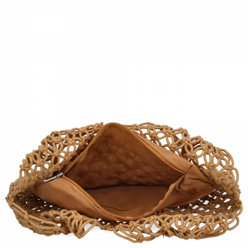 Ratanowa Torebka Damska firmy Herisson Ciemno Beżowa