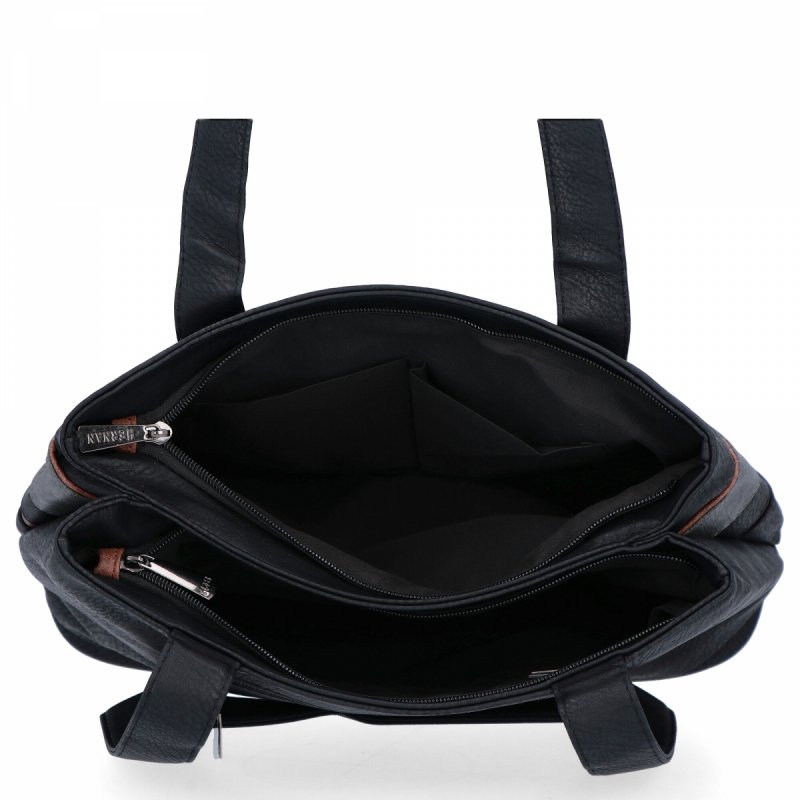 Torebka Damska typu Shopper Bag firmy Hernan Czarna/Szara